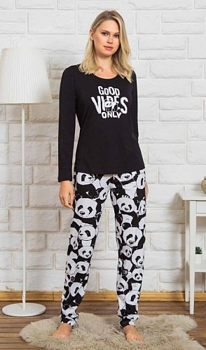 dámske pyžamo Vienetta Secret Good vibes čierna