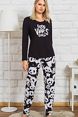 dámske pyžamo Vienetta Secret Good vibes čierna